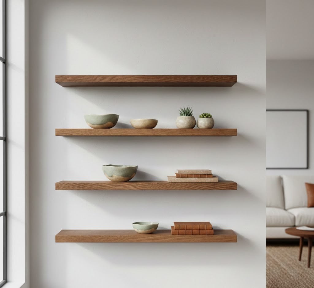 Oak wall shelves